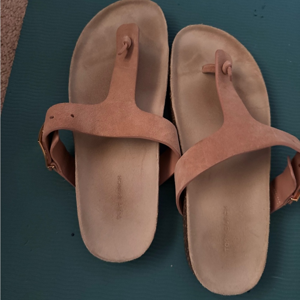 Tory Burch rose Sandals with Gold Logo - Picture 2 of 4